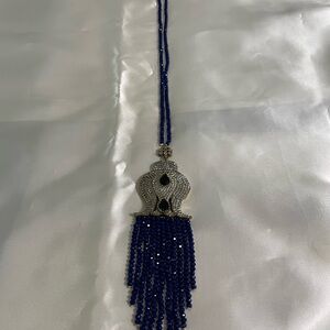 Elegant Silver and Blue Pendant Necklace